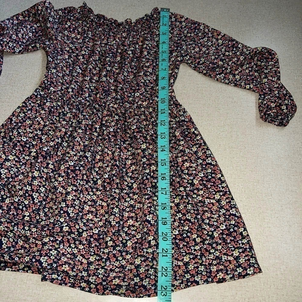 Carters Floral Smocked Dress Girls Size 5/5A Long Sleeve Multicolor Colorful.
